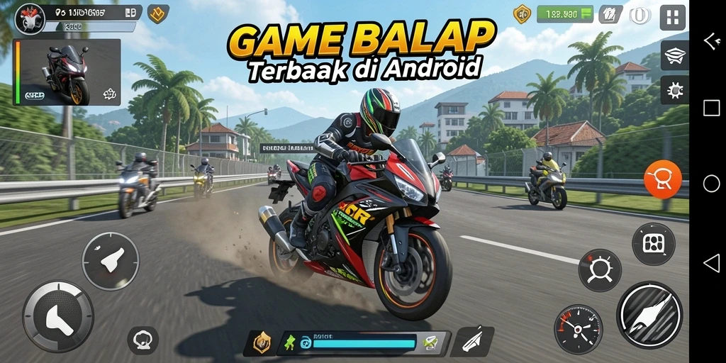 Tampilan menegangkan dari balapan motor di KKRP dengan grafik yang memukau.