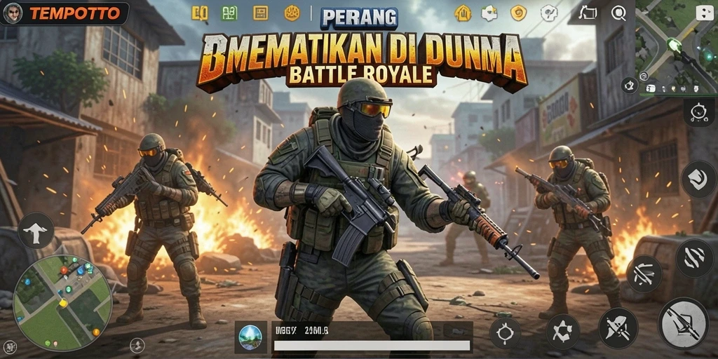 Tampilan penuh aksi dari gameplay TEMPOTOTO dalam momen pertempuran yang mendebarkan.